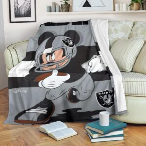 Mickey Plays Raiders Fleece Blanket For Football Fans 1