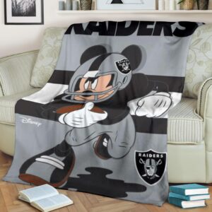 Mickey Plays Raiders Fleece Blanket For Football Fans 2