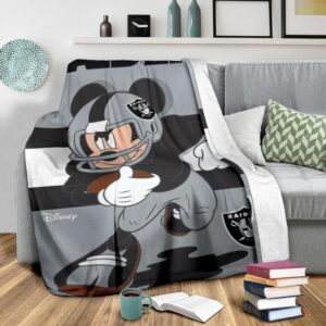 Mickey Plays Raiders Fleece Blanket For Football Fans 3