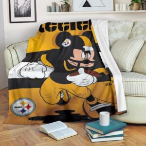 Mickey Plays Steelers Fleece Blanket For Football Fans 1