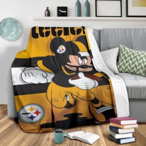 Mickey Plays Steelers Fleece Blanket For Football Fans 2 Mickey Plays Steelers Fleece Blanket For Football Fans 3