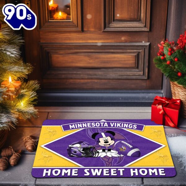 Minnesota Vikings Doormat Sport Team And Mickey Mouse NFL Doormat