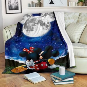 Moonlight Mickey And Minnie Fleece Blanket For Bedding Decor Fans 1