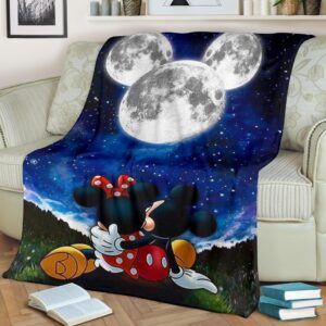 Moonlight Mickey And Minnie Fleece Blanket For Bedding Decor Fans 2