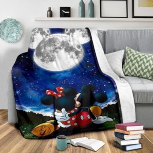 Moonlight Mickey And Minnie Fleece Blanket For Bedding Decor Fans 3