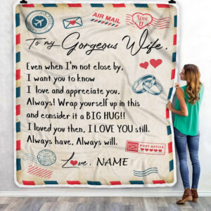 My Gorgeous Wife Letter Air Mail Custom Name Fleece Throw Blanket Soft And Cozy Blanket Valentines Day Gift Ideas 3