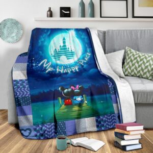 My Happy Place Fleece Blanket Mickey Minnie Fans 3