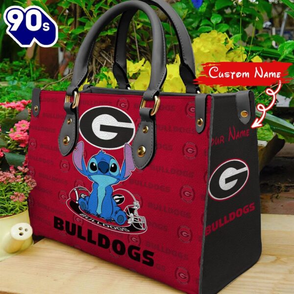 NCAA Georgia Bulldog Stitch Women Leather Hand Bag