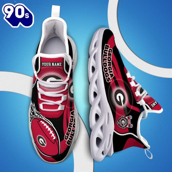 NCAA Georgia Bulldogs White C Sneakers Personalized Your Name