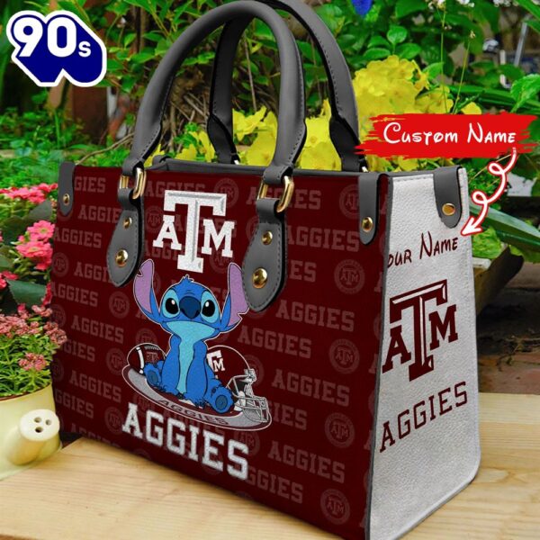 NCAA Texas A_M Aggies Stitch Women Leather Hand Bag