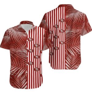 NFL San Francisco 49Ers Red Coconut Tree Leaf Hawaiian Shirt