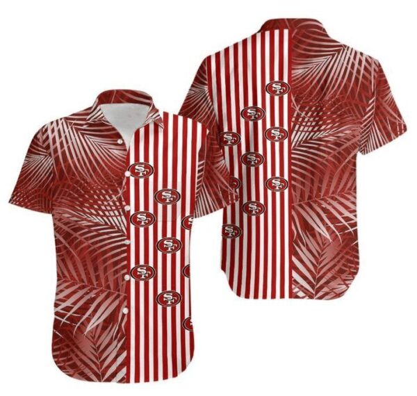 NFL San Francisco 49Ers Red Coconut Tree Leaf Hawaiian Shirt