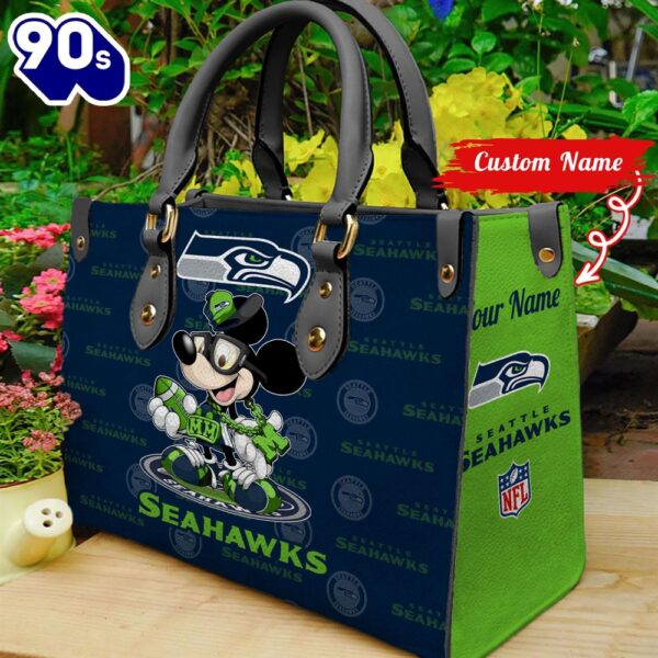NFL Seattle Seahawks Mickey Retro Women Leather Hand Bag