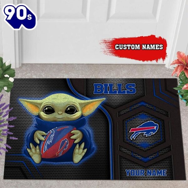 Personalized Buffalo Bills Baby Yoda All Over Print 3D Doormats-TPH