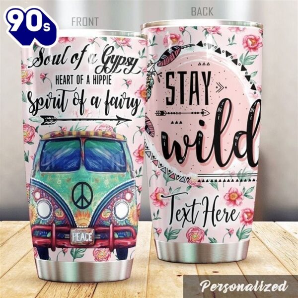 Personalized Stay Wild Hippie Van Tumbler