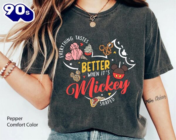 Retro Everything Tastes Better When It’s Mickey Shaped Mickey Mouse Head Disney Snacks T-Shirt Lovely