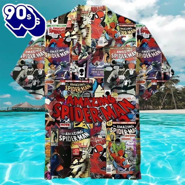 Spiderman Hawaiian Shirt Men, Superhero Short Sleeve Hawaiian Aloha Shirt