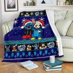 Stitch Mickey Christmas Blanket Amazing Gift Idea Fans 1
