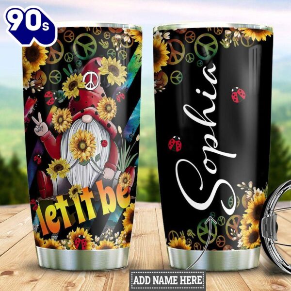 Sunflower Hippie Gnome Personalized Tumbler