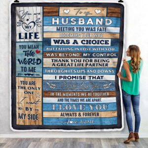 To My Husband Wood You Are My Life Husband Custom Name Fleece Throw Blanket Soft And Cozy Blanket Valentines Day Gift Ideas 3