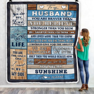 To My Husband Wood You Are My Sunshine I Love You Husband Custom Name Fleece Throw Blanket Soft And Cozy Blanket Valentines Day Gift Ideas 3