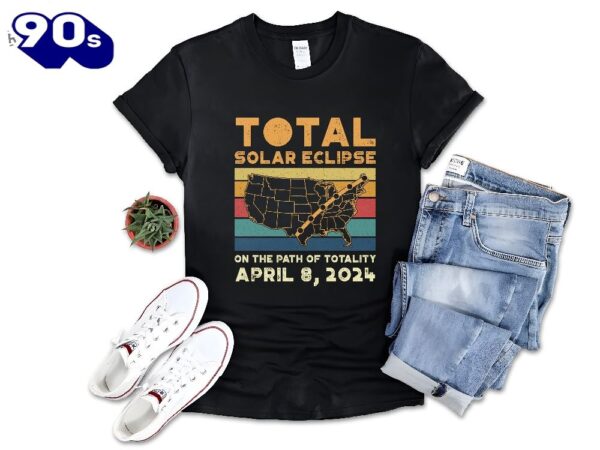 Total Solar Eclipse Shirt April 8 2024 Tee Usa Map Path Of Totality Spring Astronomy Eclipse Shirt