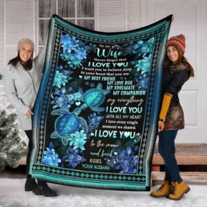 Valentine Day Turtle To My Wife Husband And Wife Style Fleece Throw Blanket