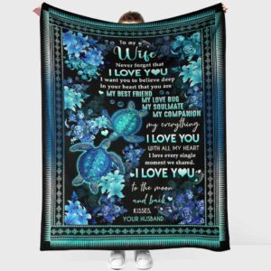 Turtle To My Wife Husband And Wife Style Fleece Throw Blanket Weighted Blanket To Sleep Valentines Day Gift Ideas 3