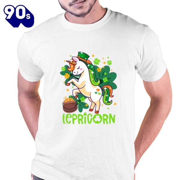 Unicorn Lepricorn St Patricks Day Leprechauns Girls Women T-Shirt