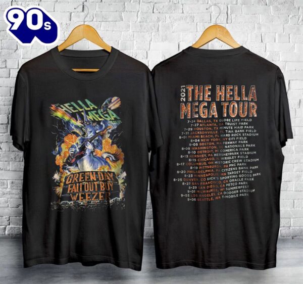 Vintage Green Day Hella Mega Tour Shirt Music Rock Band Men Gift Tee