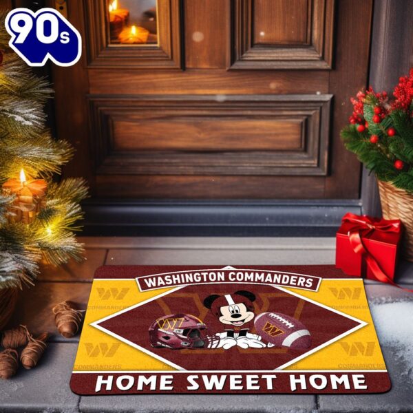 Washington Commanders Doormat Sport Team And Mickey Mouse NFL Doormat