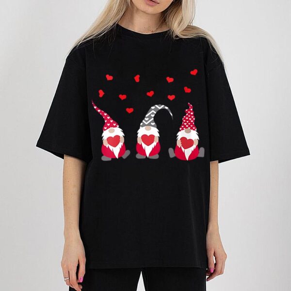 Womens Valentine Gnome With Heart Funny Boys Girls V-Neck T-Shirt