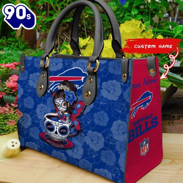 Buffalo Bills Sugar Skull Girl Women Leather Hand Bag