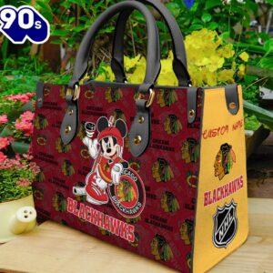 Chicago Blackhawks NHL Mickey Women Leather Hand Bag
