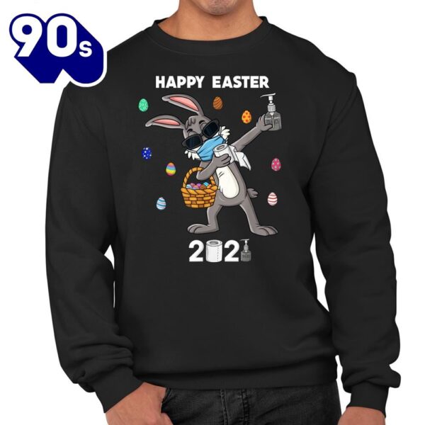 Dabbing Rabbit In A Mask Easter Day Boys Girls Kids Dab Shirt