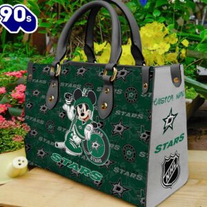 Dallas Stars NHL Mickey Women Leather Hand Bag