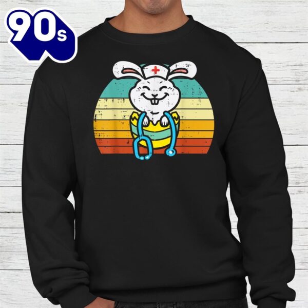 Easter Bunny Rabbit Nurse Stethoscope Retro Scrub Shirt