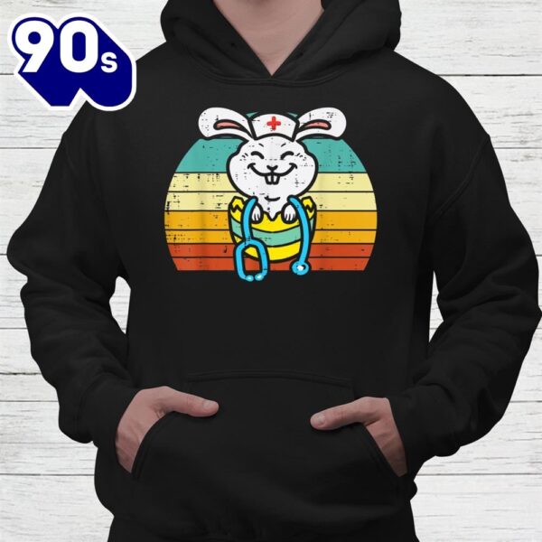 Easter Bunny Rabbit Nurse Stethoscope Retro Scrub Shirt
