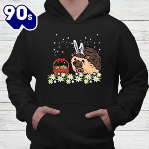 Easter Hedgehog Bunny Eggs On Flowers Cute Shirt 4