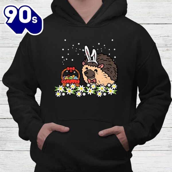 Easter Hedgehog Bunny Eggs On Flowers Cute Shirt