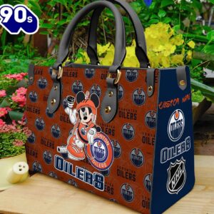 Edmonton Oilers NHL Mickey Women Leather Hand Bag