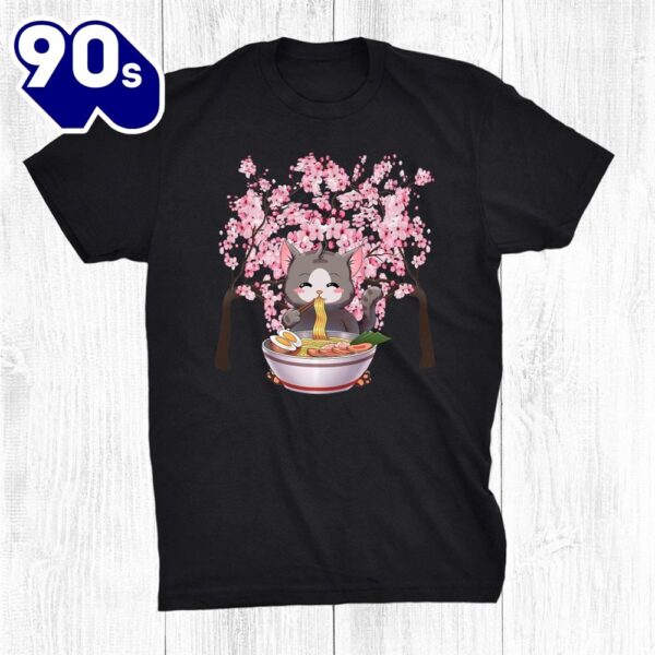 Japanese Blossom Cherry Ramen Easter Cat Kawaii Anime Shirt