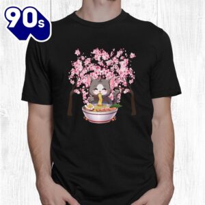 Japanese Blossom Cherry Ramen Easter Cat Kawaii Anime Shirt 2