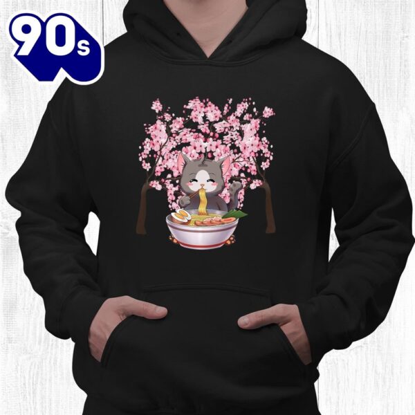 Japanese Blossom Cherry Ramen Easter Cat Kawaii Anime Shirt