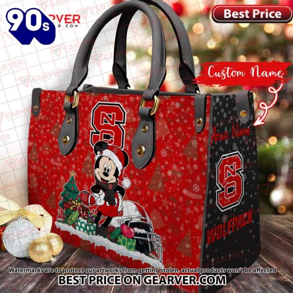 NCAA NC State Wolfpack Mickey Christmas Women Leather Hand Bag