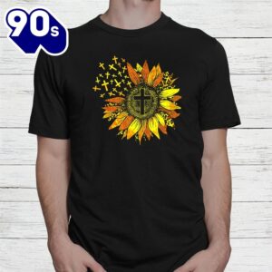 Sunflower Christian Decor Leopard Print Cross Happy Easter Shirt 2