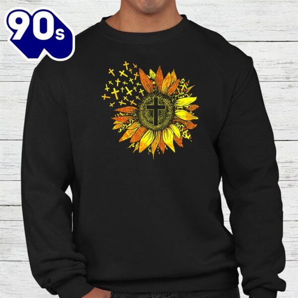 Sunflower Christian Decor Leopard Print Cross Happy Easter Shirt