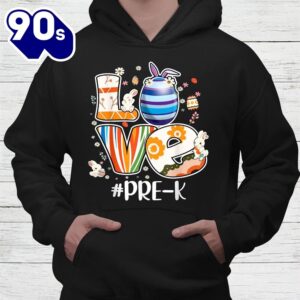 Teacher Preschool Love Pre K Funny Easter Bunny Egg Hunting Shirt 4