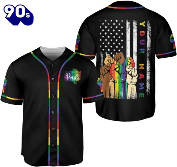 Aovl Personalized Lgbt Pride Baseball Jersey Pride Hand Lgbt Flag Jersey Rainbow Les Gay Shirts