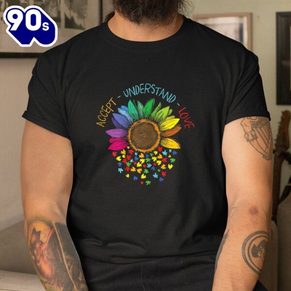 Autism Awareness Accept Understand Love Asd Rainbow Flower Shirt